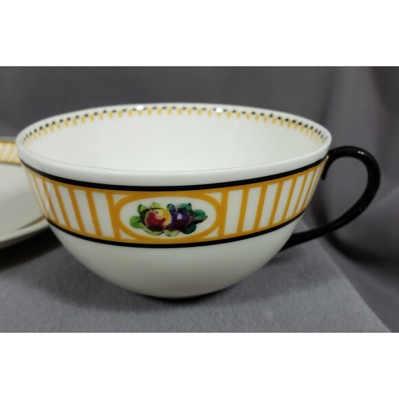 Rare 1912 Tea Cup Saucer Royal Doulton / Robert Allen Art Deco Fruit & Stripes - Picture 4 of 8